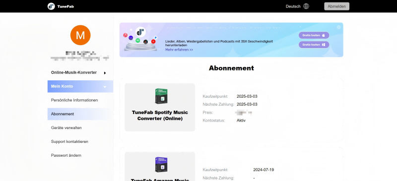 Abonnements verwalten