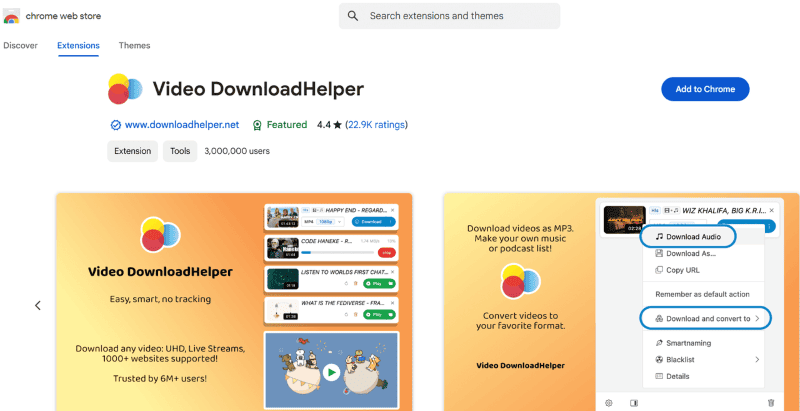 Die Erweiterung „Video Download Helper“ hinzufügen
