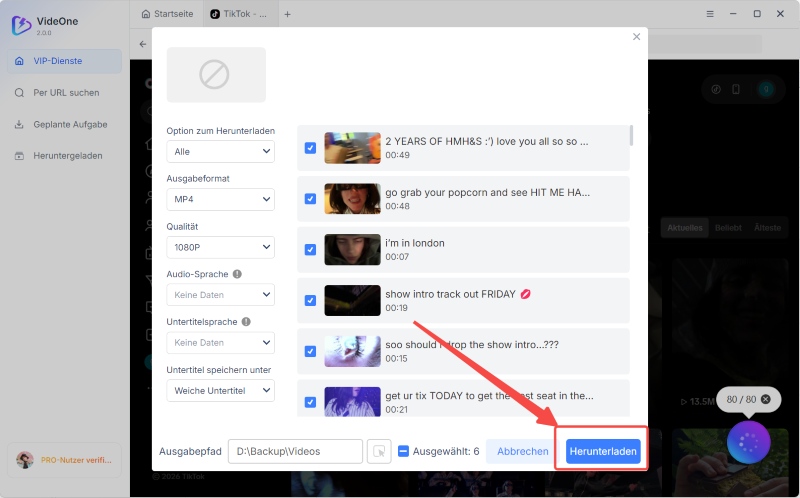 Alle TikTok-Videos herunterladen