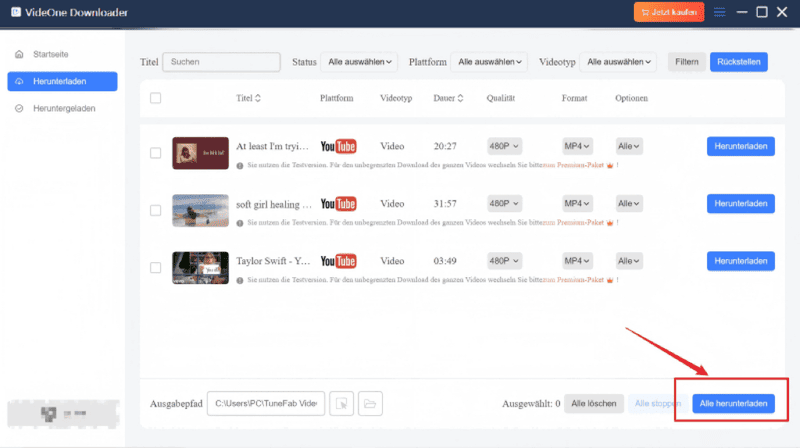 Alle Videos von YouTube konvertieren
