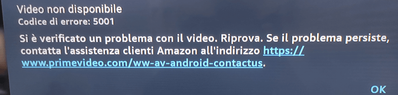  Amazon Prime Fehlercode 5001