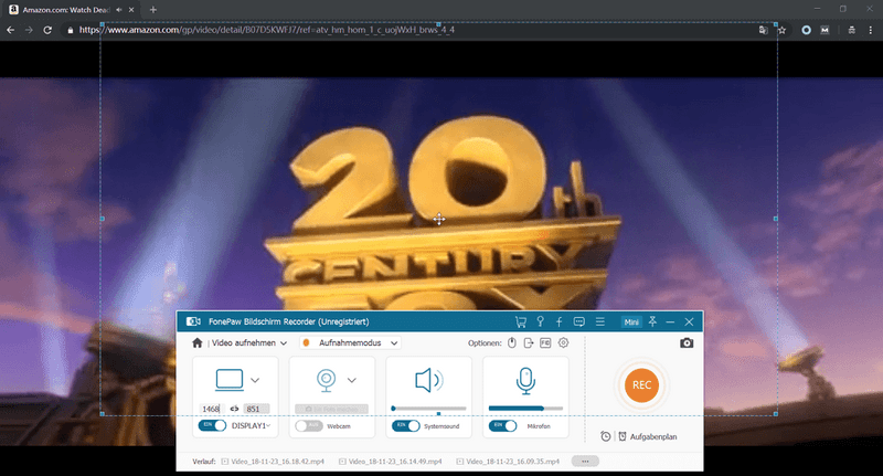 Einen Amazon Prime Film zum Aufnehmen vorbereiten