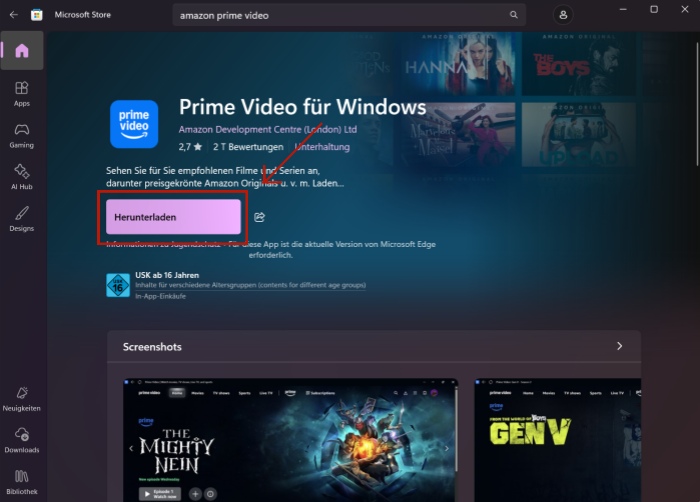 Amazon Prime Video in PC downloaden