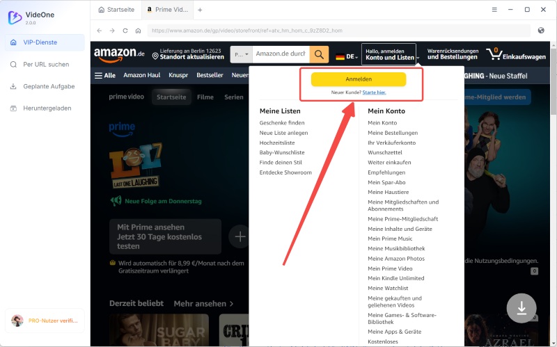 Amazon Prime Video-Konto anmelden