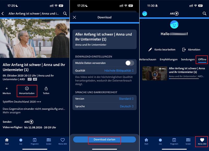 ARD Mediathek Videos auf Handy downloaden