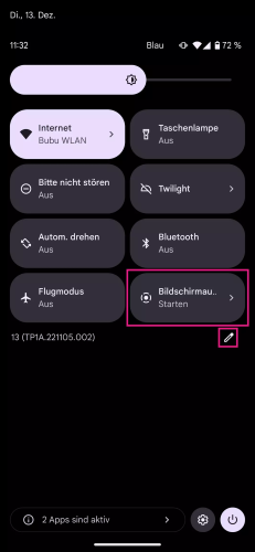 Auf Android Bildschirmaufnahme starten