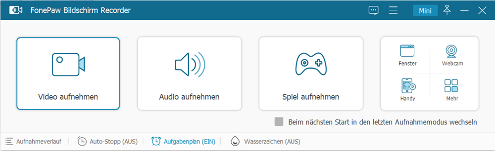 auf Video aufnehmen klicken