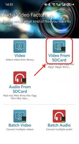 Auf „Video From SDCard“ tippen