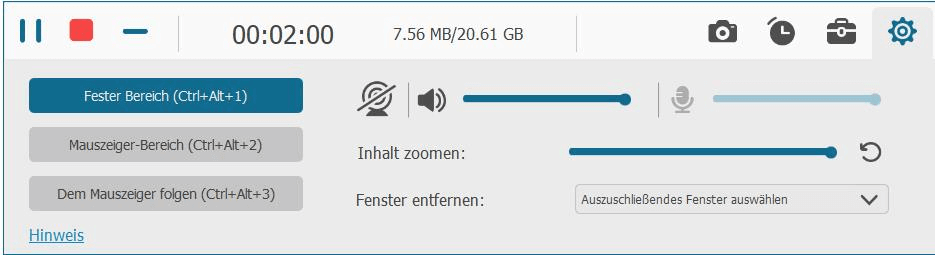 Beenden der Aufnahme mit dem Stopp-Button