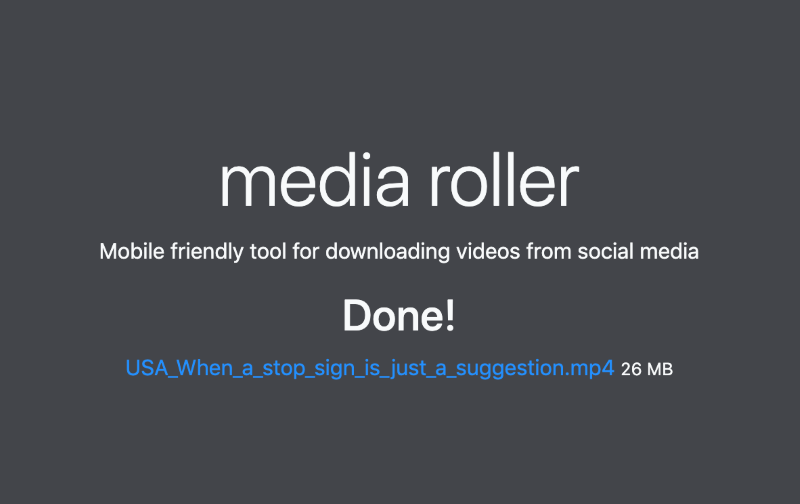 Bei Media Roller Video-Download fertig ist