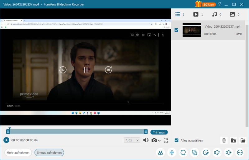 Bereits aufgenommene Videos bearbeiten