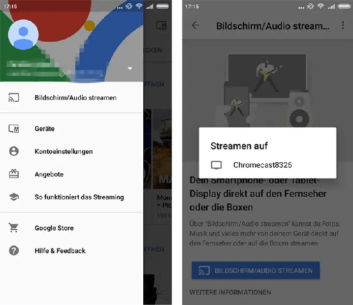 Bildschirm und Audio streamen