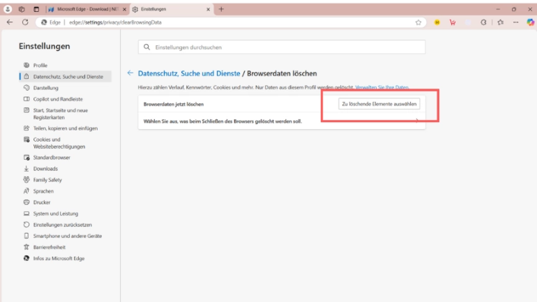 Browserdaten löschen