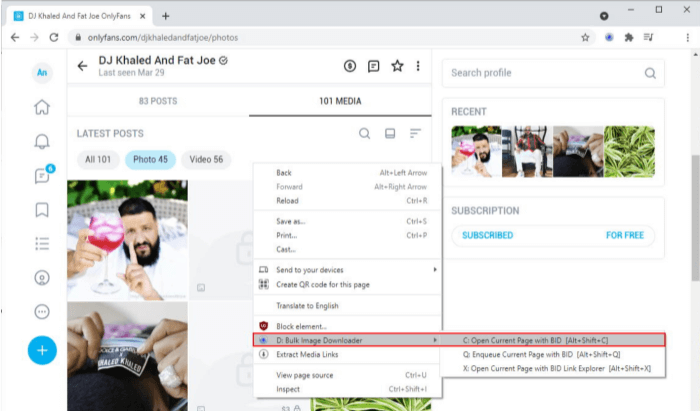 Bulk OnlyFans Downloader Chrome