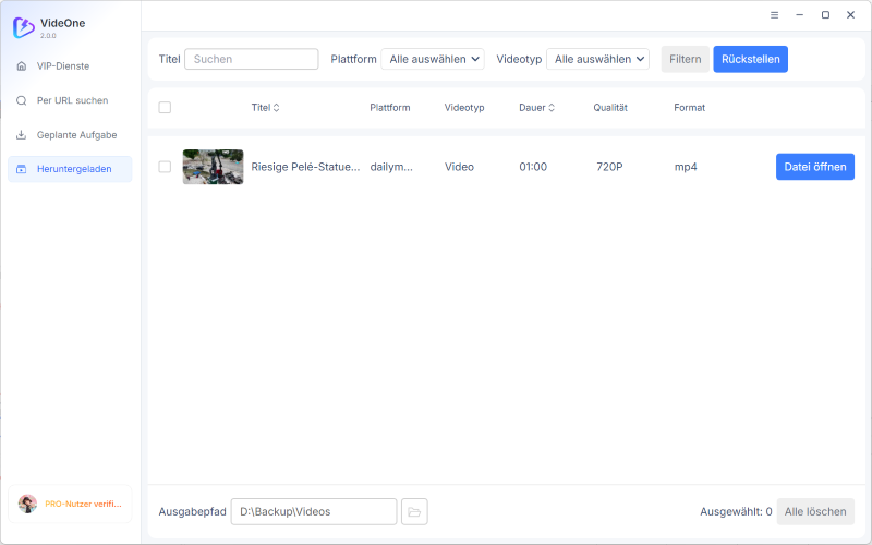 Dailymotion Video-Download abschlissen