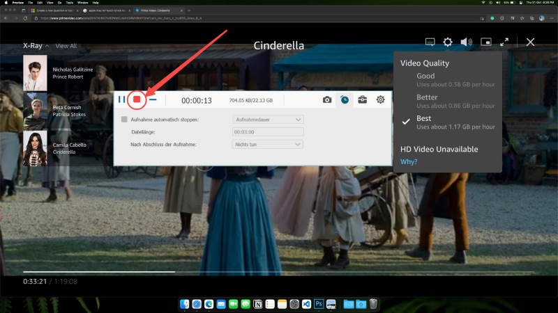 Die Aufzeichnung auf Prime Video ist beendet