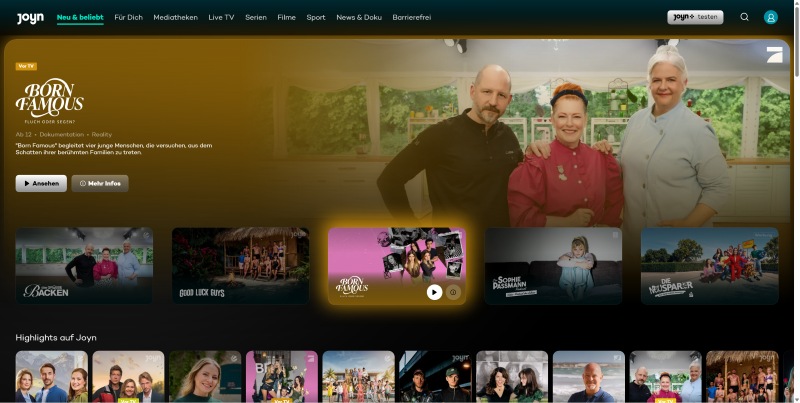 Joyn-Startseite im Browser