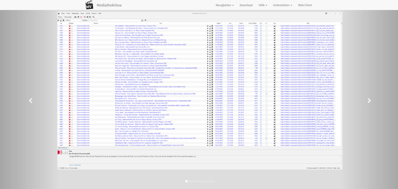 Die Hauptseite von Mediathek View
