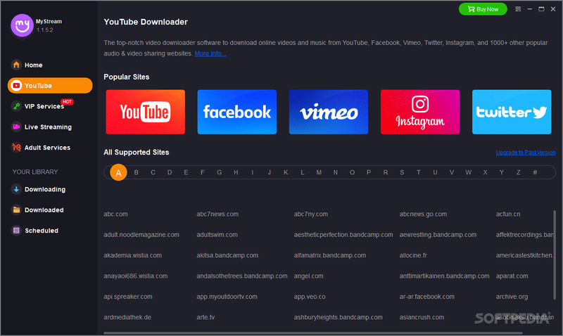 Die Hauptseite von MyStream RTL + Downloader
