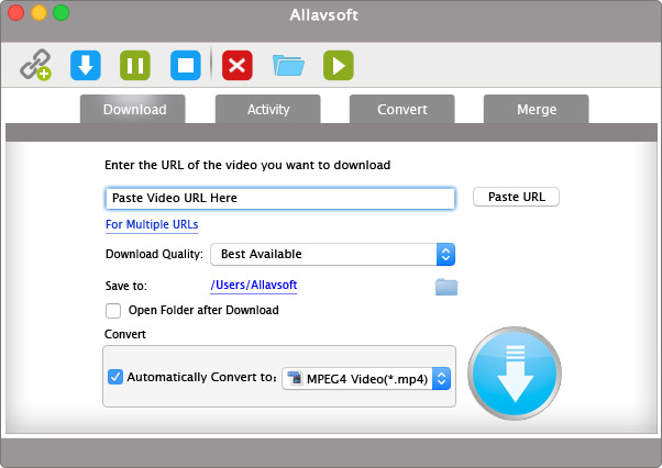 Die Startseite von Allavsoft Video Downloader