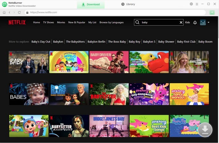 Die Suchoberfläche von NoteBurner