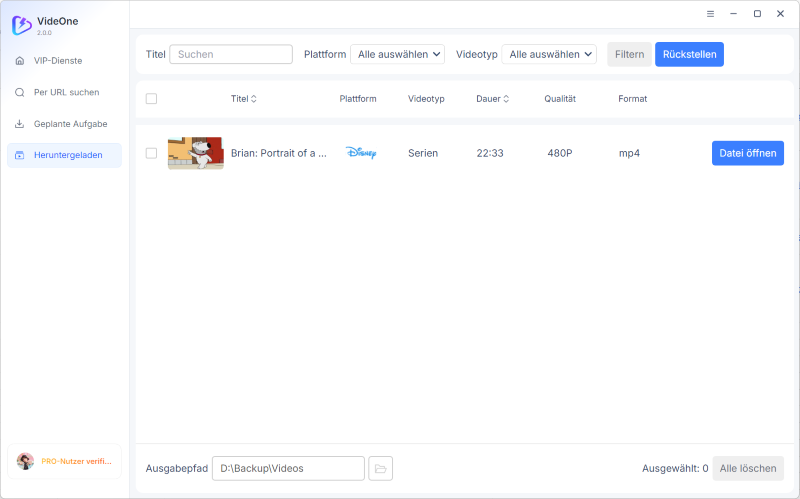 Abgeschlossene Disney Plus-Downloads anzeigen