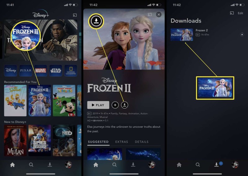 Disney Plus-Filme in der App downloaden