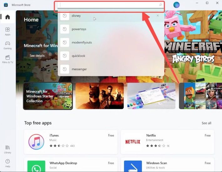 Disney+ im Microsoft Store suchen