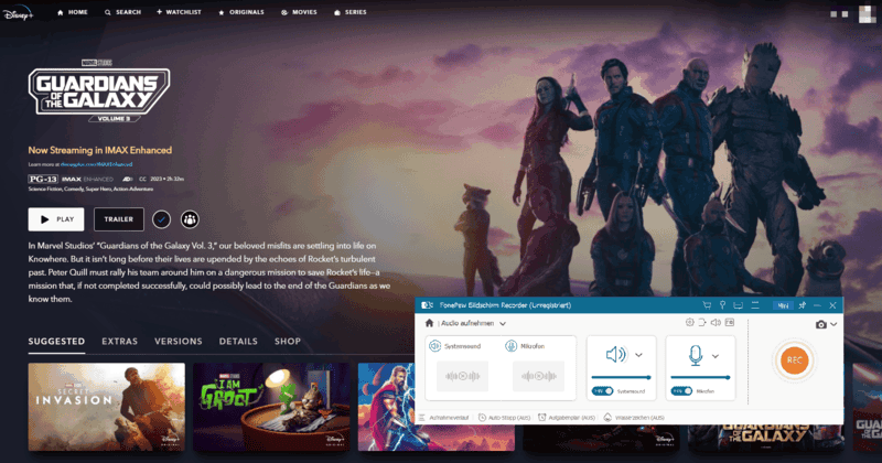 Disney Plus mit FonePaw Bildschirm Recorder aufnehmen