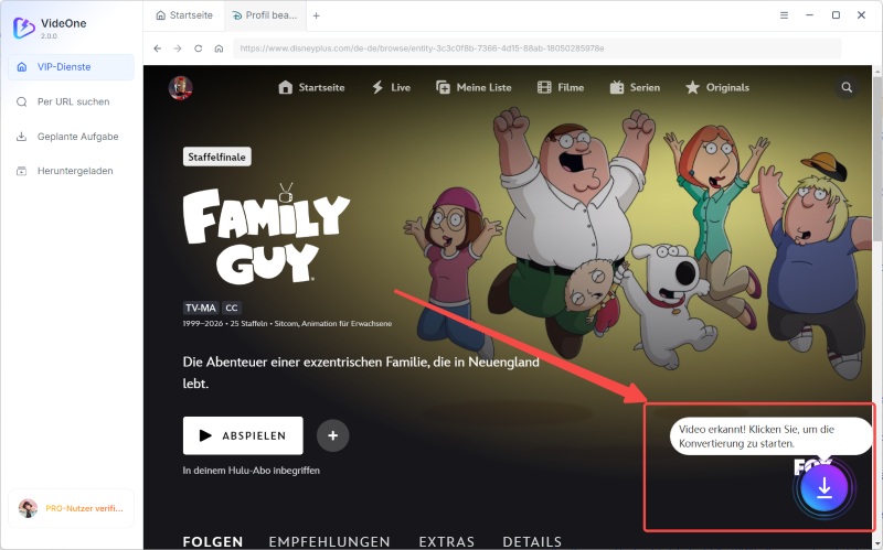 Disney Plus-Video nach dem Klick analysieren