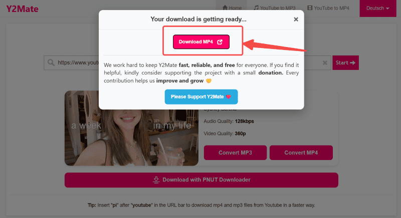 „Download MP4“ auswählen