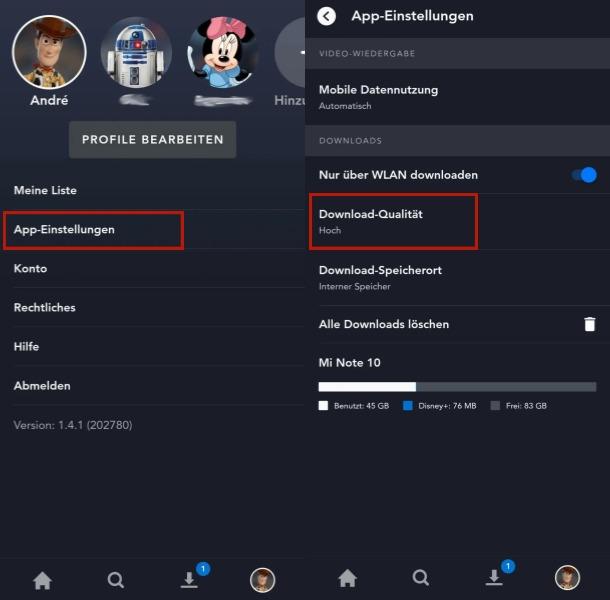 Download-Qualität in Disney Plus einstellen