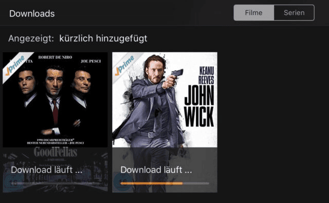 Downloads sind aufgelistet bei Amazon Fire-Tablet