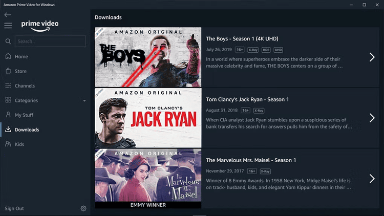 Downloads sind aufgelistet bei Windows