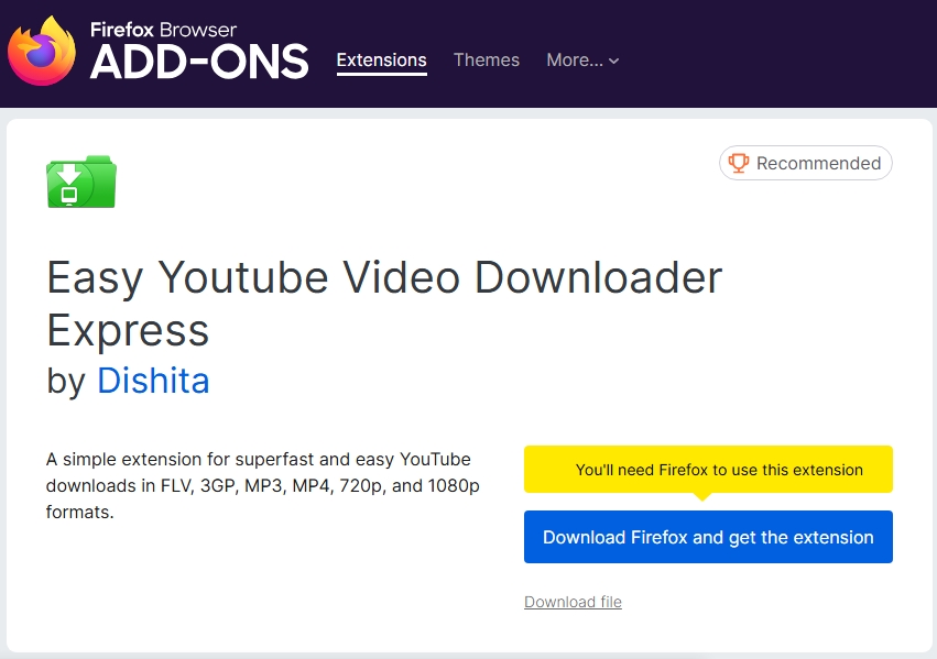 Easy Youtube Video Downloader Express Firefox