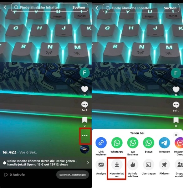 Eigenes Video ohne Wasserzeichen in TikTok herunterladen
