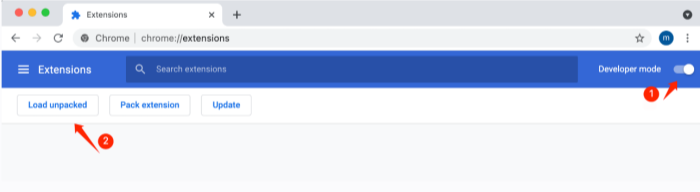 Entpackte Erweiterung im Chrome laden