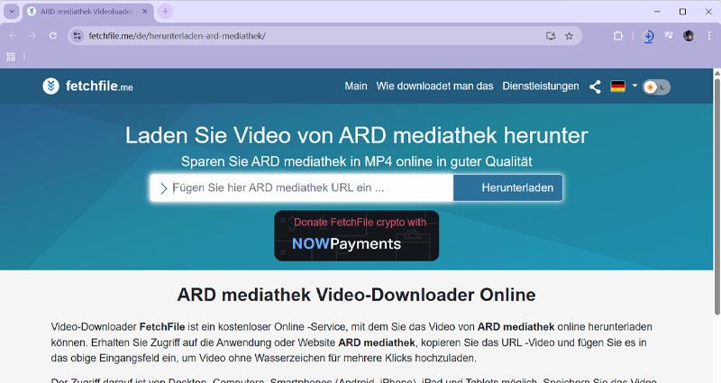FetchfileMe ARD Mediathek Video-Downloader Online