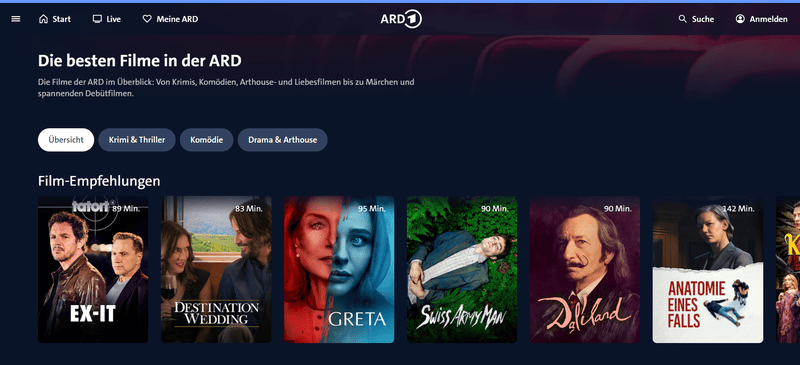 Filme auf der ARD Mediathek
