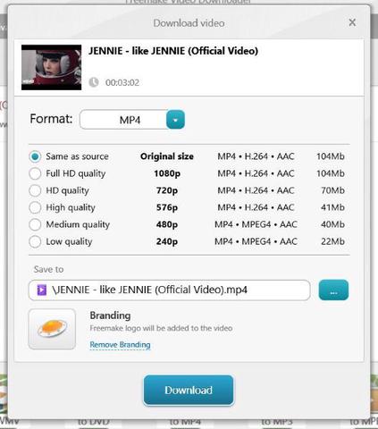 Format und Qualität auswählen