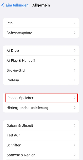 Gerätespeicher prüfen