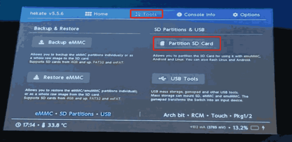 Hakate Tools auf Switch ausführen