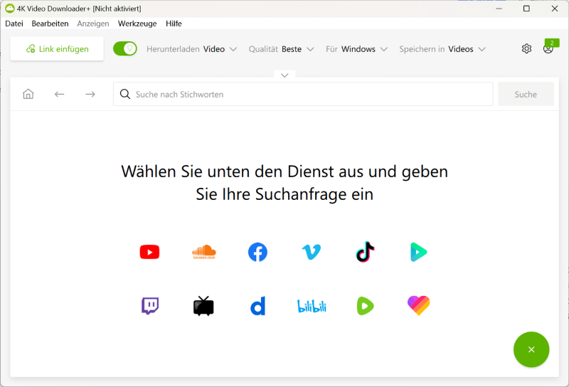 Hauptseite von 4K Video Downloader