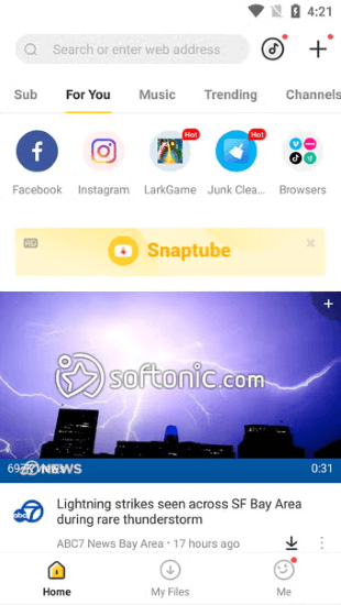 Hauptseite von Snaptube Facebook Downloader
