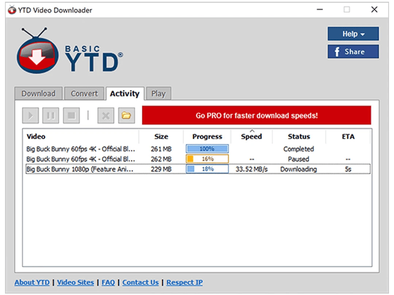 Hauptseite von YTD Video Downloader