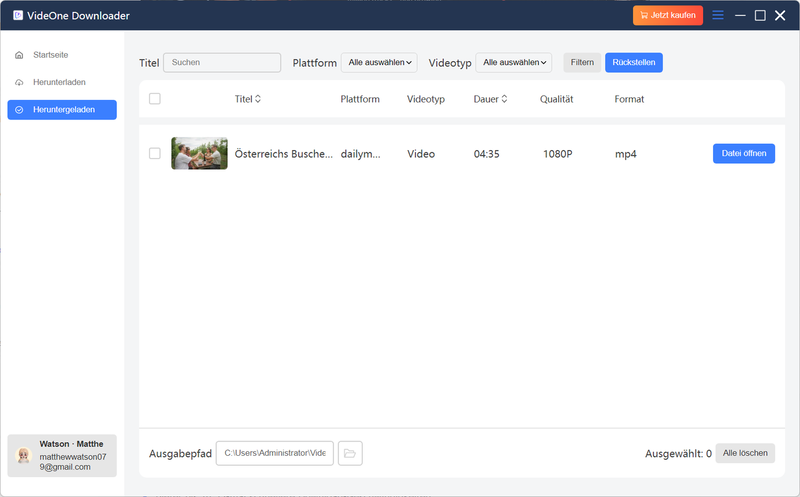Heruntergeladene Dailymotion-Videos zeigen