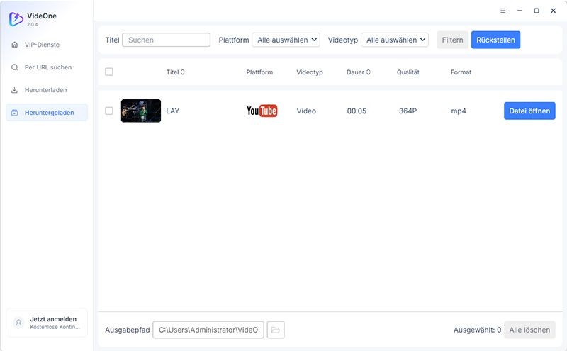 Heruntergeladene private YouTube-Videos anzeigen