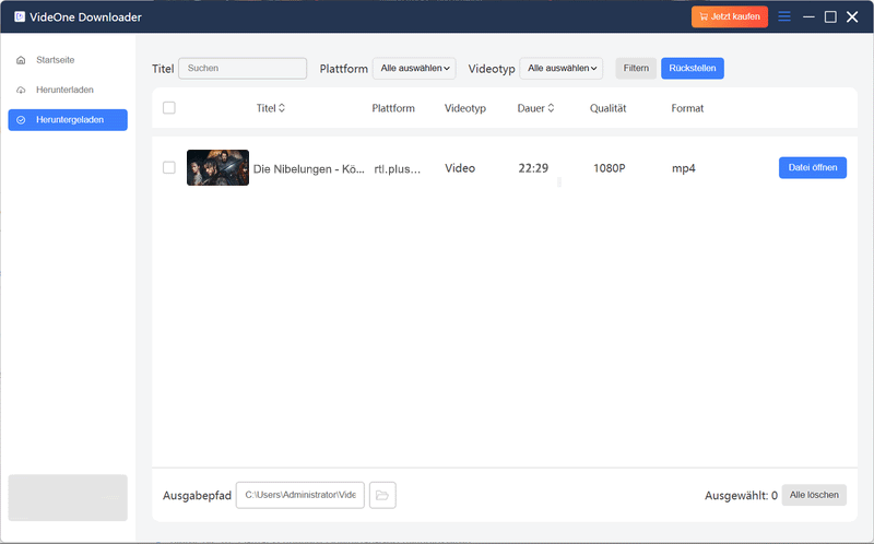 Heruntergeladene RTL Plus Video anzeigen