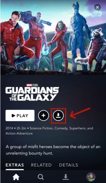 in Disney Plus auf Download-Symbol tippen