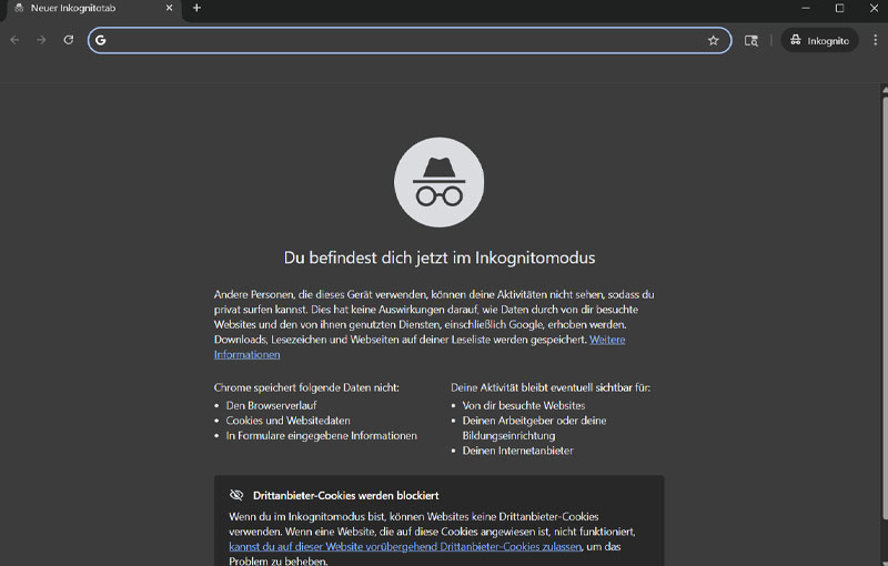  Inkognito-Modus verwenden